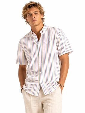 Paul & Shark Multi-Stripe Cotton Button-Down Sport Shirt Size 44